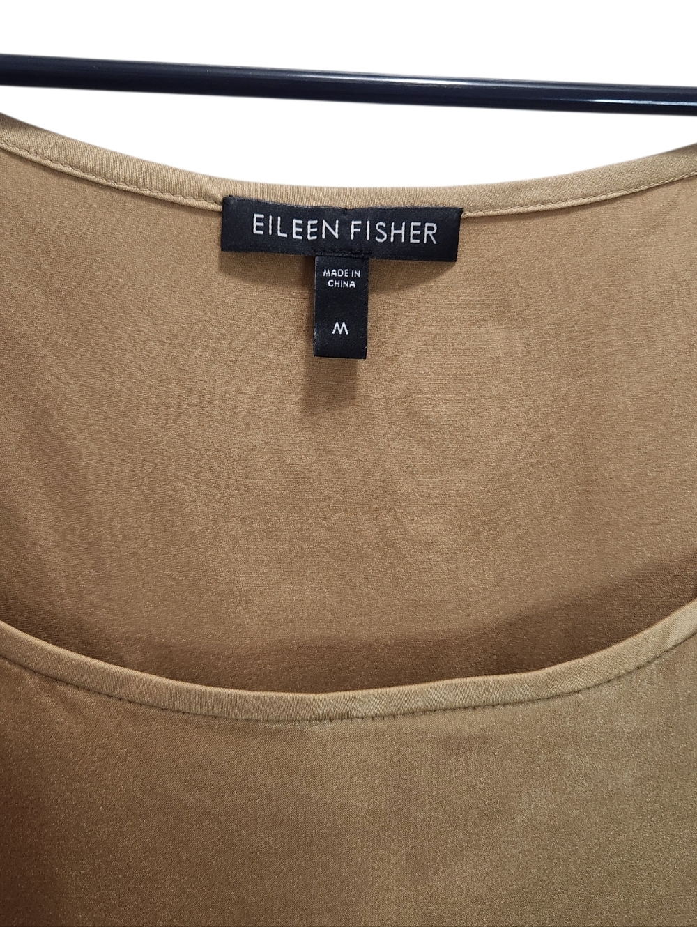 Eileen Fisher Tan Scoop Neck 95% Silk Spandex Tank Shell Size M Quiet Luxury - Picture 2 of 4